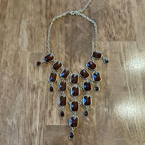 Gold necklace with brown crystal necklace
